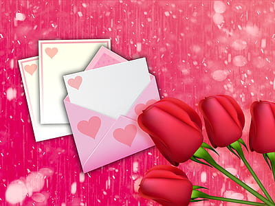 red roses and envelopes wallpaper thumbnail