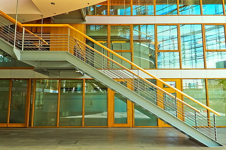 orange metal staircase railing thumbnail