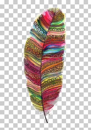 Bird Feather Drawing Watercolor painting, Colored feathers, multicolored feather PNG clipart