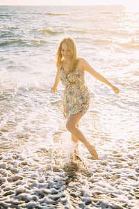 woman on beach during sunset thumbnail