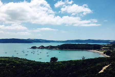 Boats in the Harbor under clouds in Auckland, New Zealand thumbnail