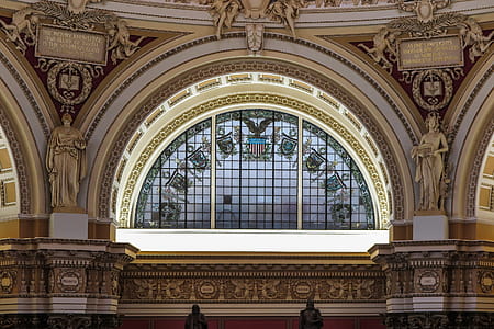 Detail of beautiful Library of Congress building, Main Reading Room thumbnail