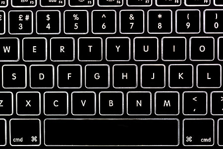 Overhead shot of the backlit keyboard of a laptop computer thumbnail