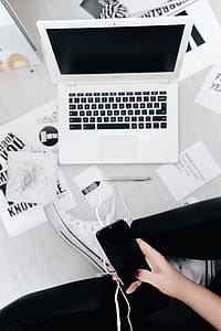 Femine Workplace with White Laptop thumbnail