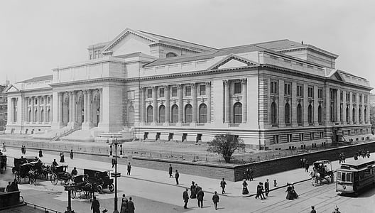 grayscale photo of people outside of building thumbnail