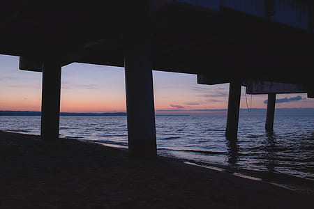 jetty, sea, dawn, landscape thumbnail