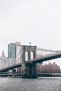 concrete bridge near city buildings thumbnail