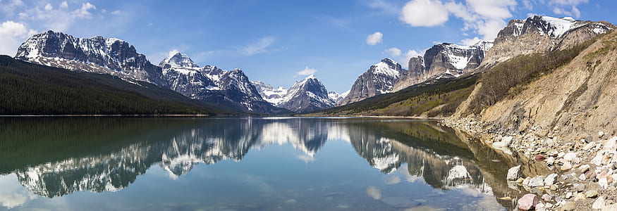 body of water with mountains landscape photo thumbnail