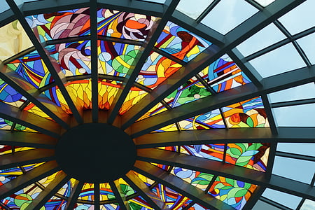 low-angle photography of stained glass ceiling thumbnail