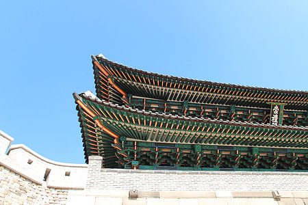 low-angle view of pagoda under blue sky thumbnail