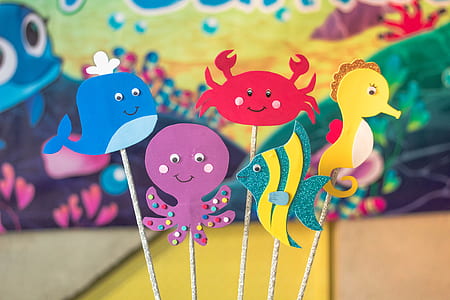 five assorted sea creature puppets thumbnail