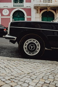 An old Mercedes Benz parked in the street, Lisbon, Portugal thumbnail