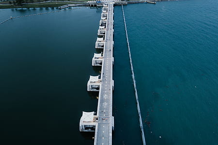 aerial view of gray bridge thumbnail