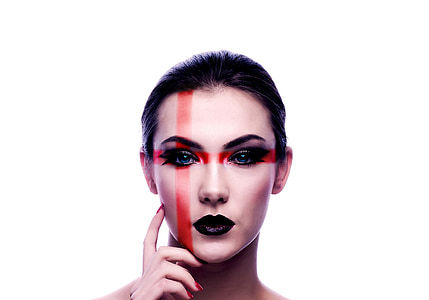 woman wearing red line on face thumbnail