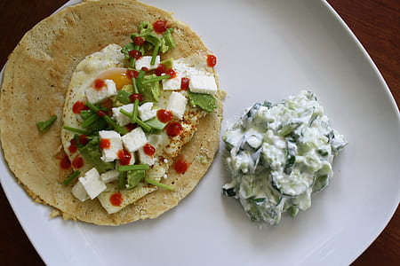 pancake with vegetables on plate thumbnail