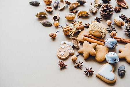 cinnamon stick, pinecone and assorted biscuits thumbnail
