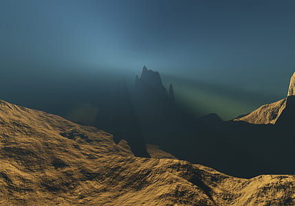 mountain range under blue sky thumbnail