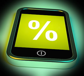 Percent Sign On Mobile Showing Percentage Discount Or Investment thumbnail