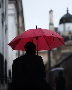 silhouette photo of man holding umbrella thumbnail