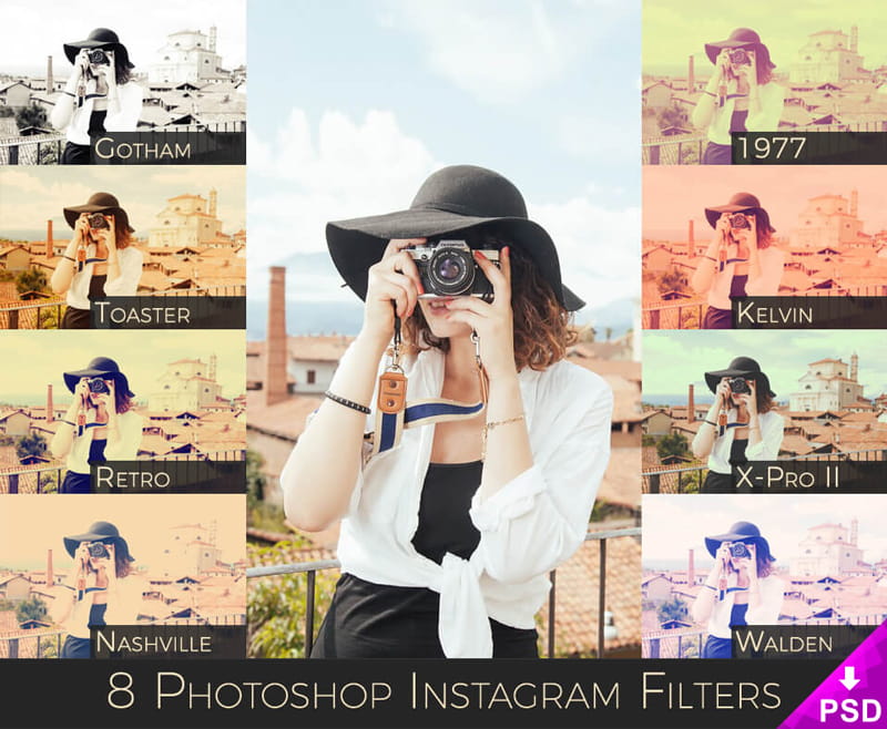 Instagram Photoshop Filters psd file