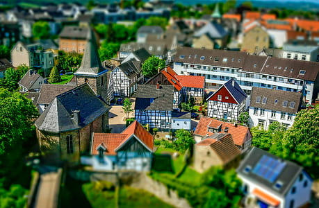 tilt shift photography of houses thumbnail