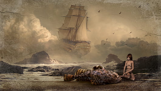 naked woman with monster fish painting thumbnail