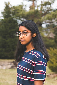woman wearing eyeglasses with black frames thumbnail
