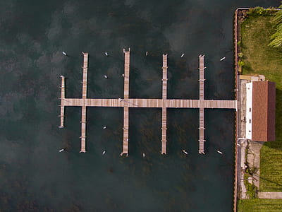 aerial photo of boat dock during daytime thumbnail