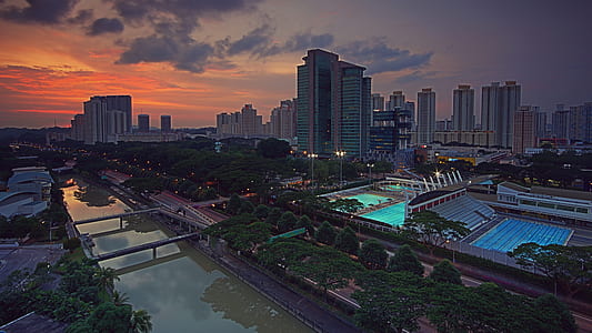 Aerial Photography of City at Sunset thumbnail