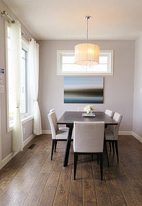 rectangular brown-top dining table thumbnail