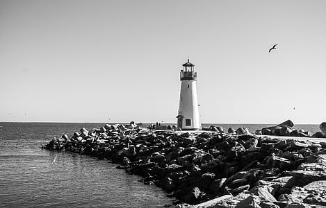 grayscale photography of lighthouse thumbnail