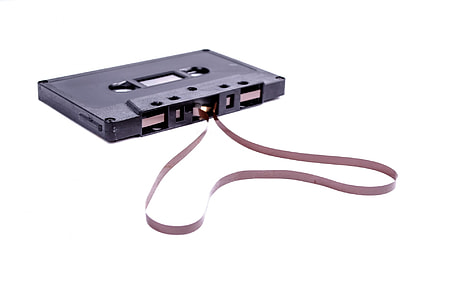 black cassette tape isolated on white background thumbnail