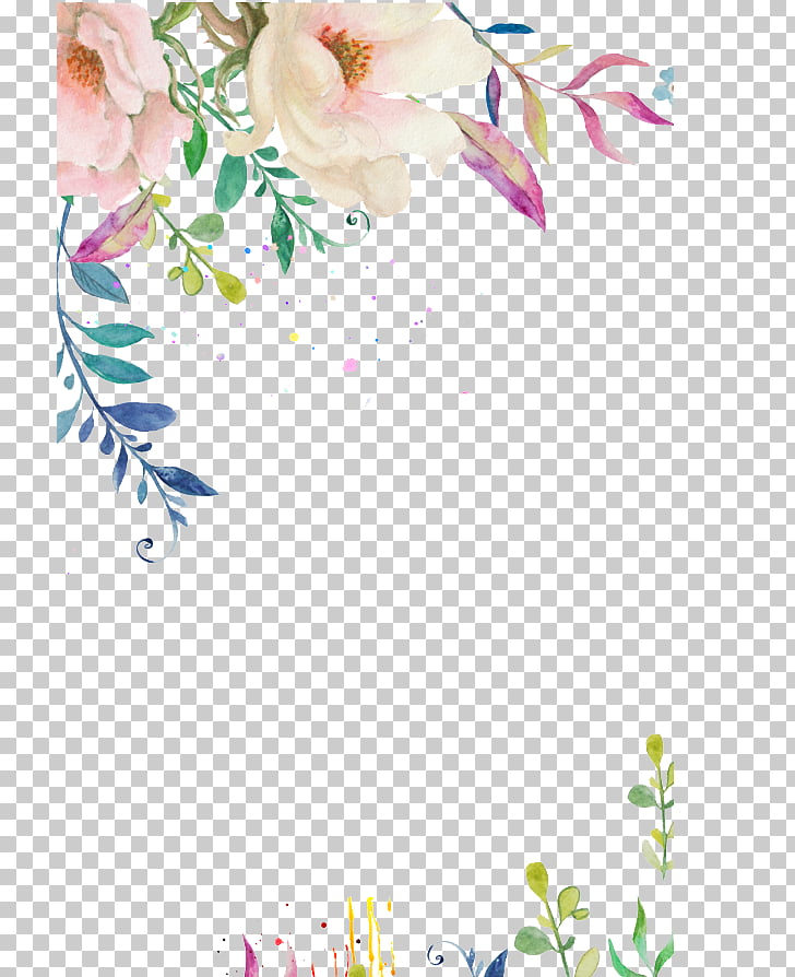 Wedding invitation Flower Pink Watercolor painting, Hand-painted flower border, multicolored flower illustration PNG clipart