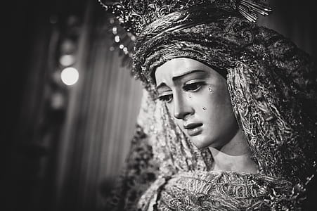 Monochrome Photo of Religious Statue thumbnail