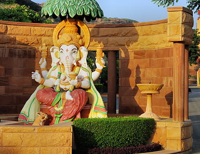 white and green Ganesha statue during daytime thumbnail
