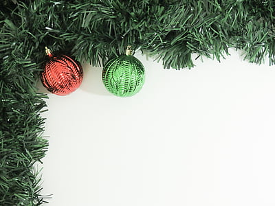 two red and green bauble on Christmas vines thumbnail
