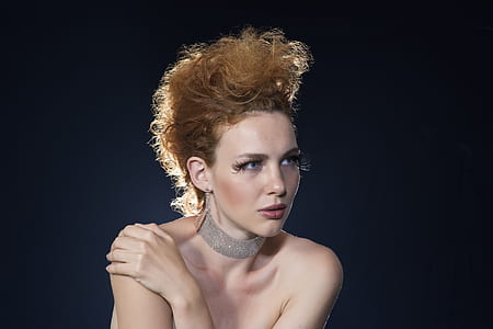 woman wearing silver-colored choker thumbnail
