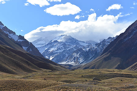 snow-capped mountain under white and blue sky thumbnail