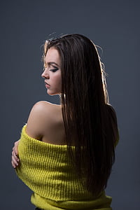 woman wearing yellow off-shoulder top thumbnail