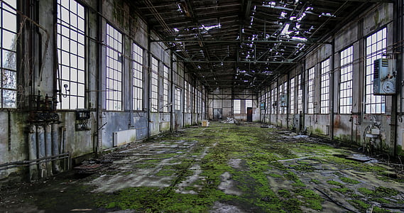 architectural photo of white concrete building interior thumbnail