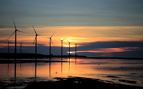 body of water and wind turbines thumbnail