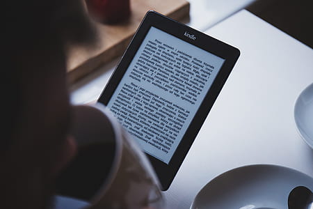 turned on Kindle e-book reader thumbnail