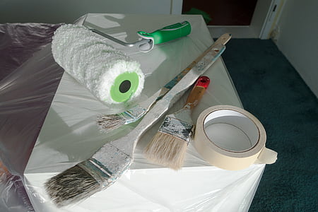 painting tools on white wooden table thumbnail
