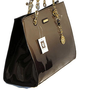black Anne Klein patent leather handbag thumbnail