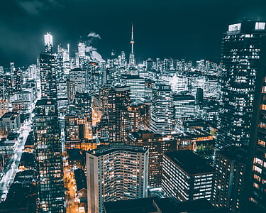 bird's eye view photo of city scape during nighttime thumbnail