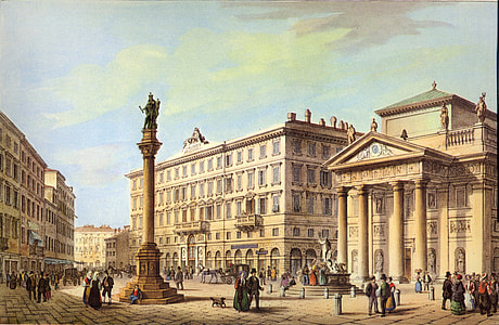 The Stock Exchange Square in 1854 in Trieste, Italy thumbnail