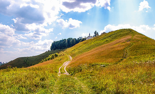 brown walkway on green mountain thumbnail