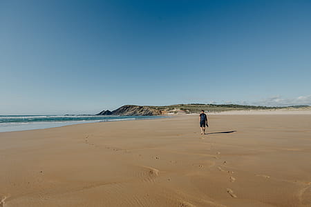 Footprints on a sandy beach, Portugal thumbnail