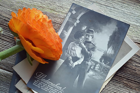 orange ranunculus on couples photo thumbnail