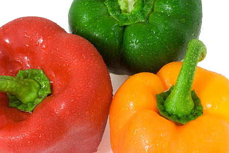 shallow focus photo of three bell peppers thumbnail